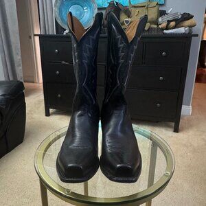 EL Dorado Handmade Vanquished Calf Boots Square Toe Sz 11 1/2 EW Black Leather